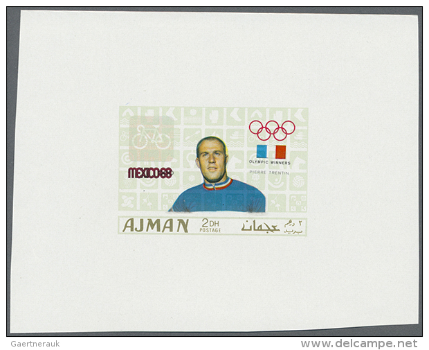 1968, Olympische Spiele, Zwei Entw&uuml;rfe Auf Kleinem Block.
1968 Olympic Games, Two Designs On A Small Block.... - Ajman