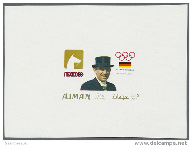 1968, Olympische Spiele, Zwei Entw&uuml;rfe Auf Kleinem Block.
1968 Olympic Games, Two Designs On A Small Block.... - Ajman