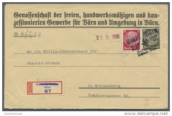 1938/1939, Lot Von 65 Briefen/Karten Mit Meist Frankaturen Dt.Reich Und Tschechoslowakei, Auch Einige... - Sudetenland