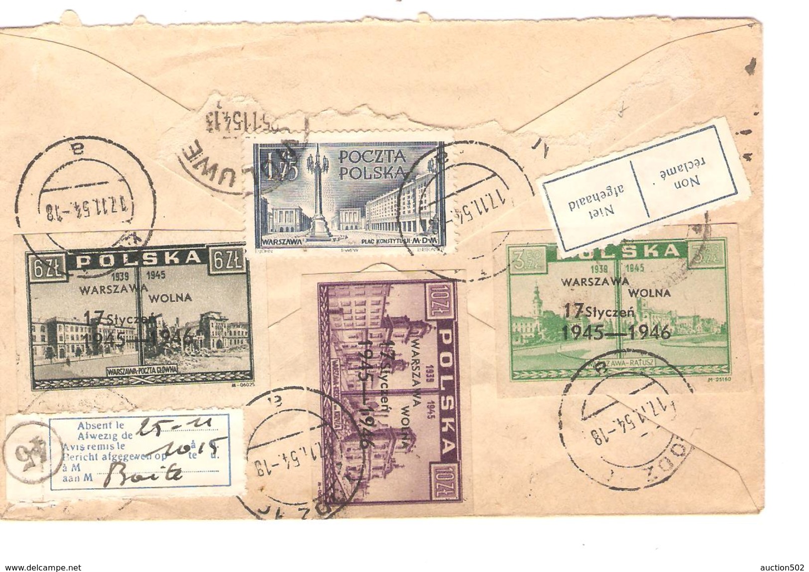 Polska-Pologne Air Mail Registered Cover Lodz 1954 Sport Spartakiada To Brussels Belgium PR3906 - Lettres & Documents