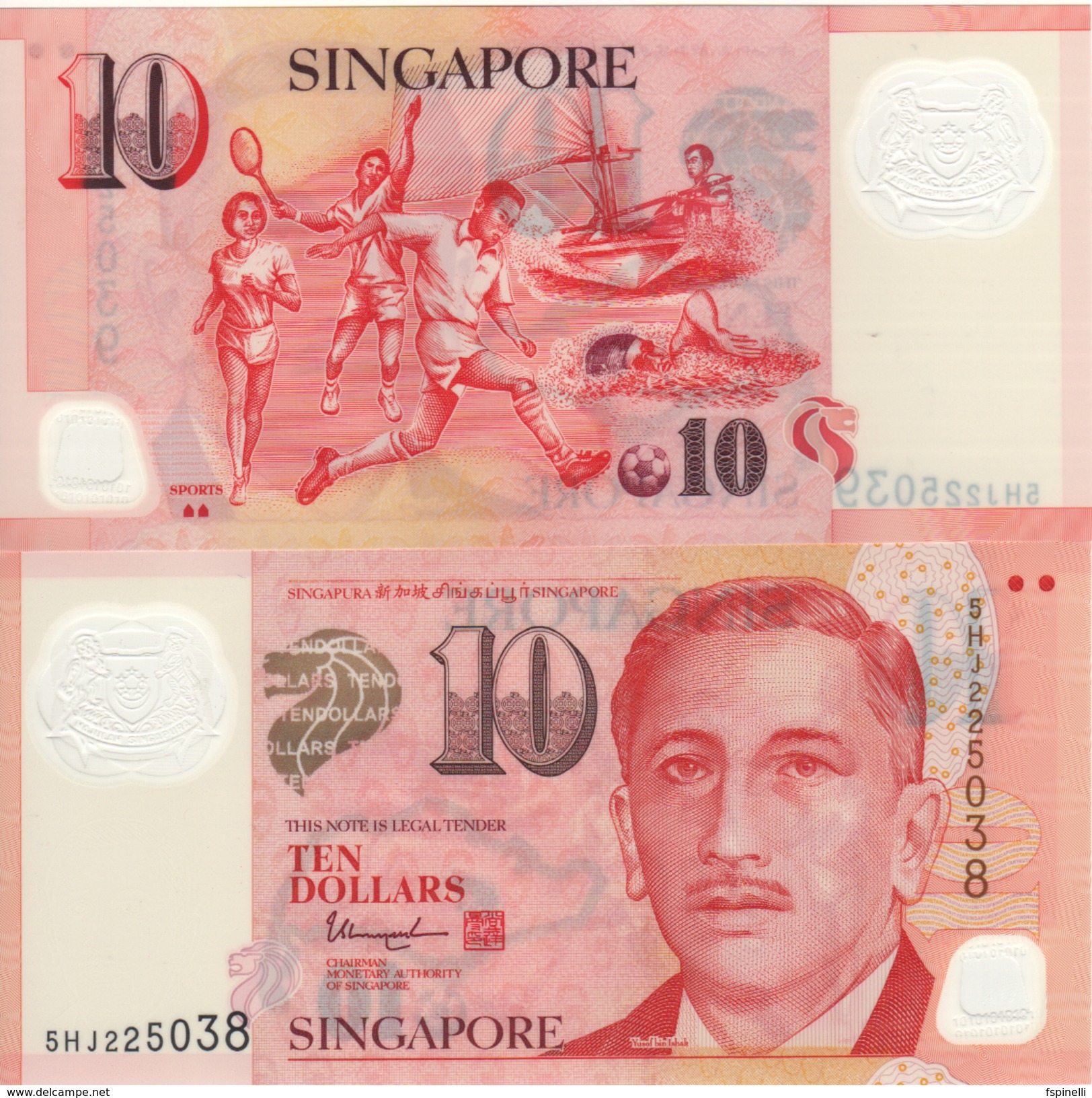 SINGAPORE  New $10  Polimer  Pnew   Sports-two Solid Houses On Back    (2016)   UNC - Singapur