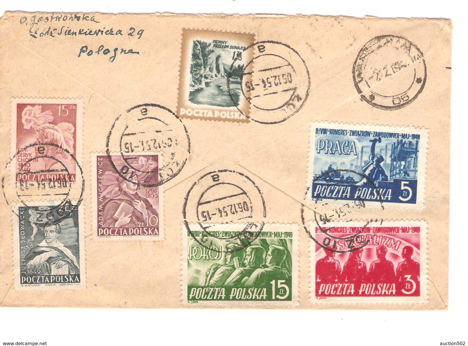 Polska-Pologne Air Mail Registered Cover Lodz 1954 Tank Soldier To Brussels Belgium PR3907 - Lettres & Documents