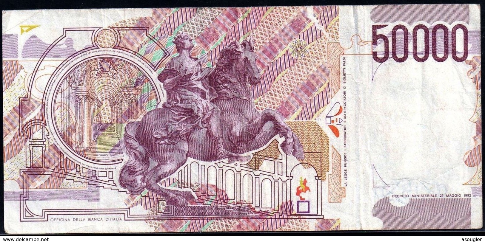 ITALY 50000 LIRE 1992 P-116c F- VF "free Shipping Via Registered Air Mail" - 50.000 Lire