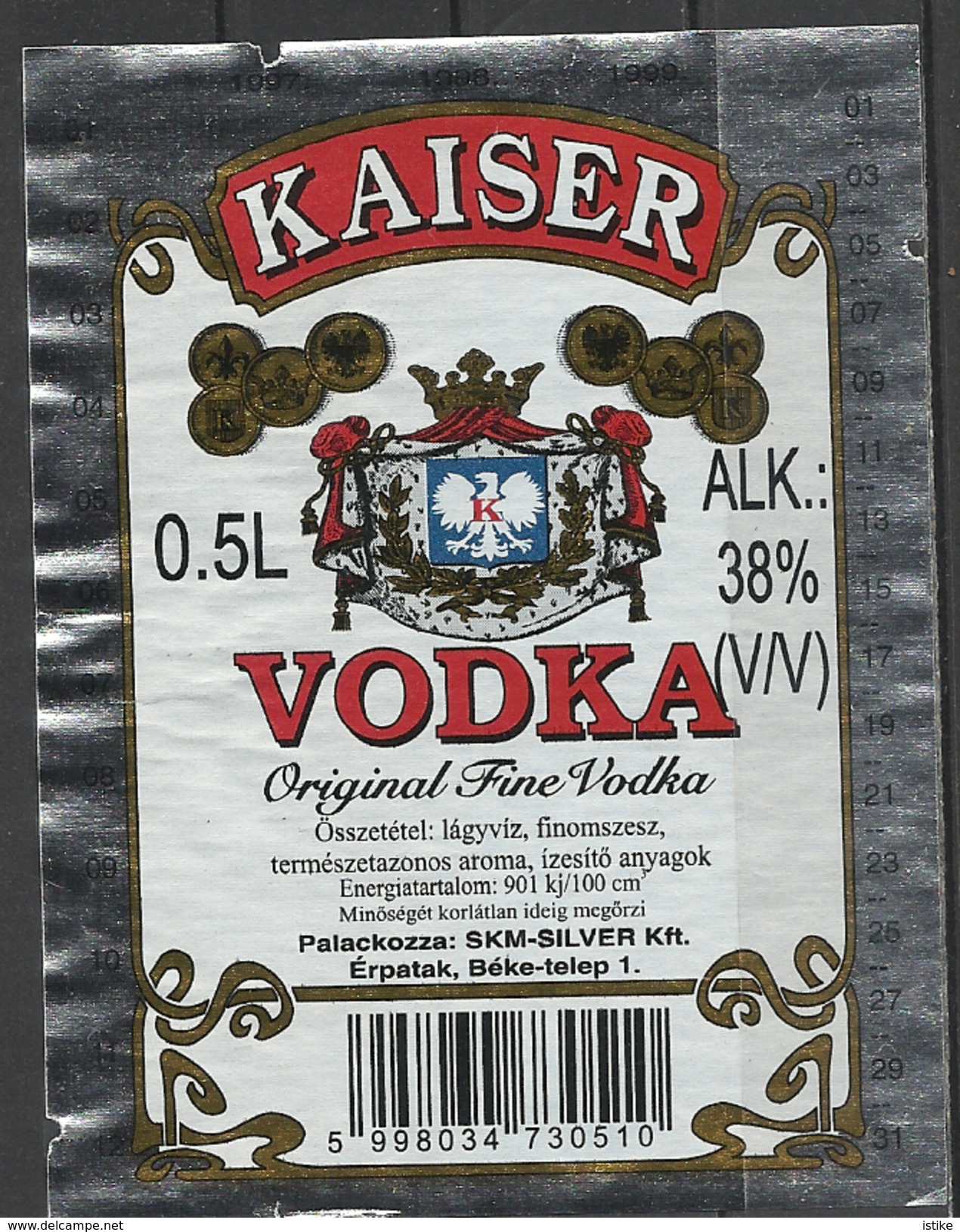 Hungary, Kaiser Vodka 0.5 L. - Alcohols & Spirits