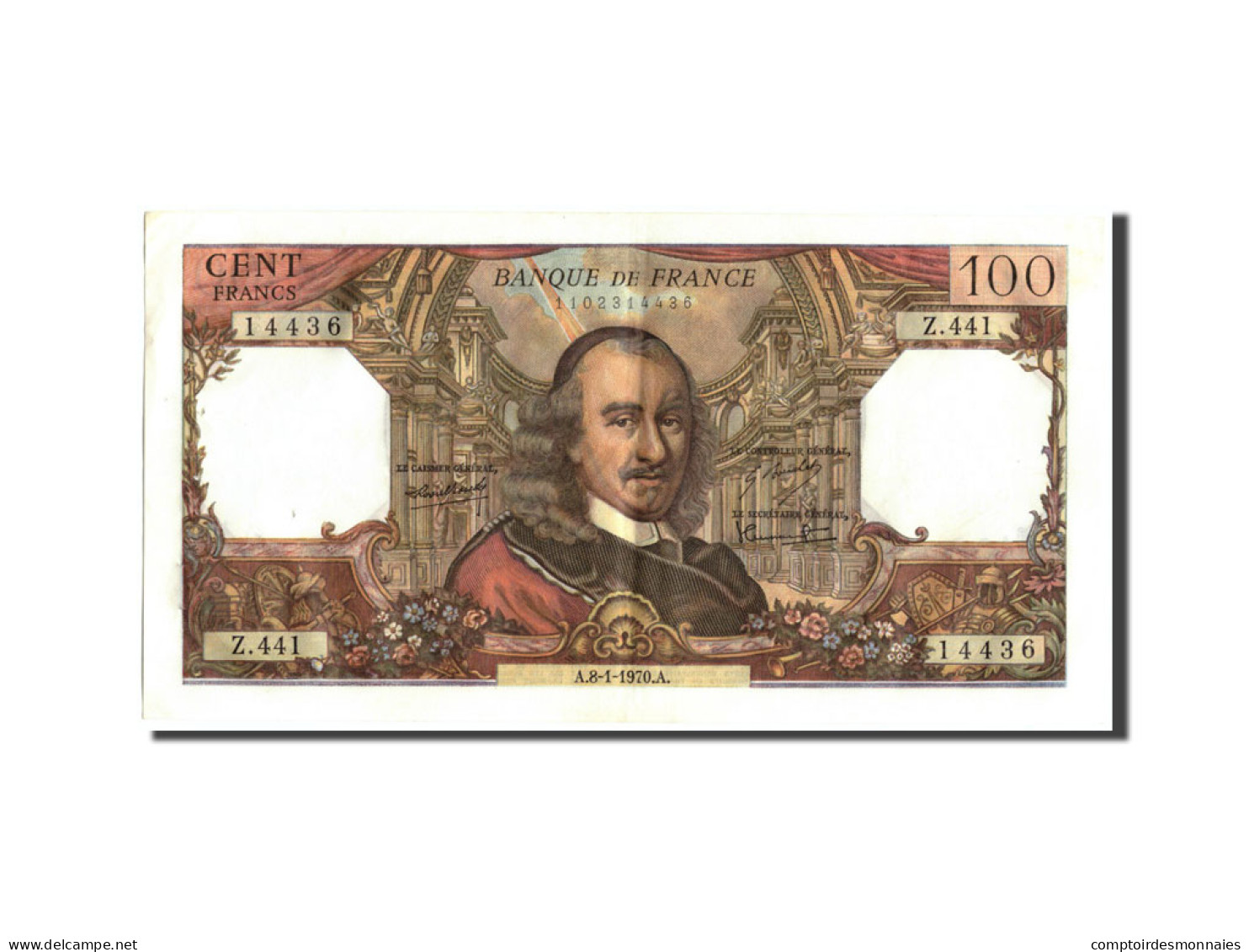 Billet, France, 100 Francs, 100 F 1964-1979 ''Corneille'', 1970, 1970-01-08 - 100 F 1964-1979 ''Corneille''