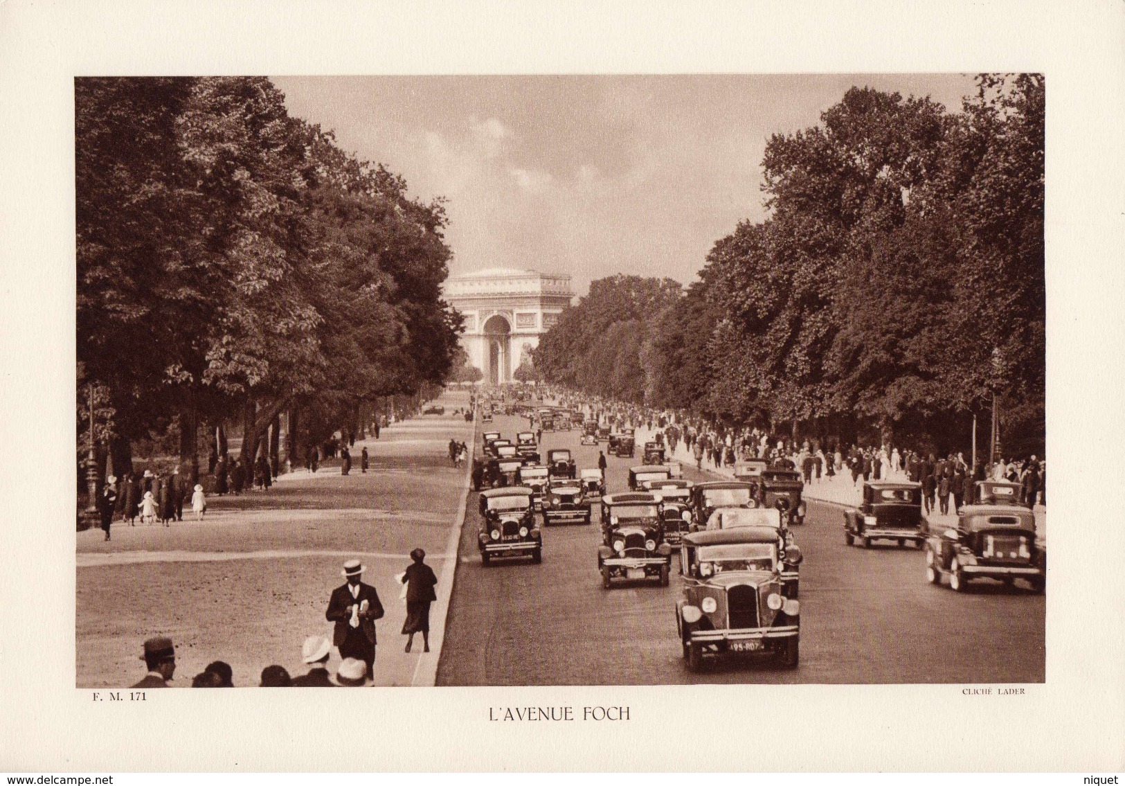 PARIS, L'AVENUE FOCH, Animée, Planche Densité = 200g, Format 20 X 29 Cm, (Lader) - Géographie