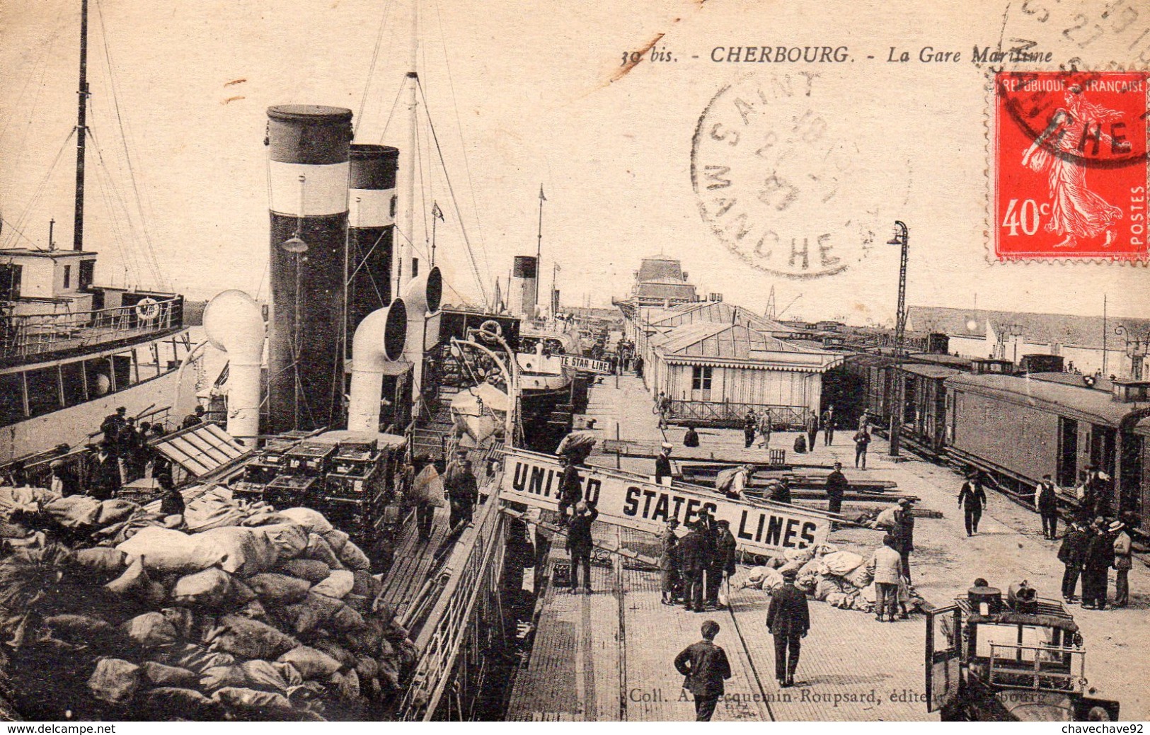 CPA    -   CHERBOURG    -  LA GARE MARITIME   -   UNITED STATES LINES - Cherbourg