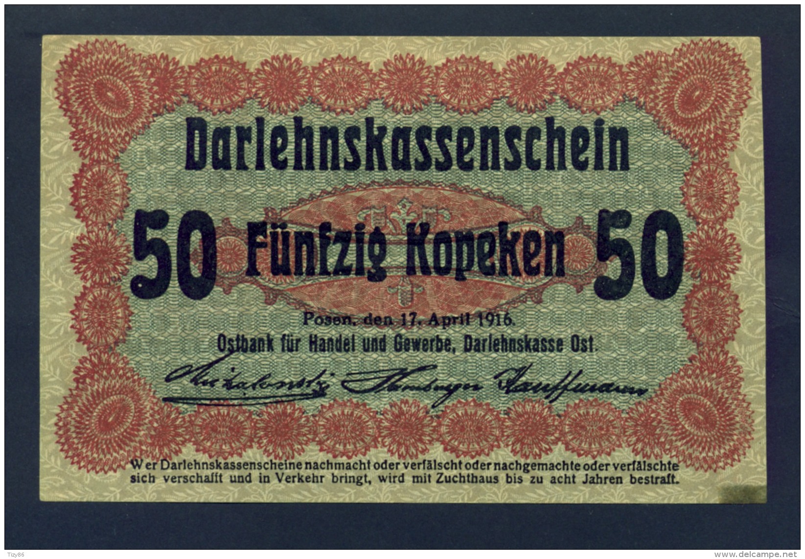 Banconota Germania 50 Kopeken 17/4/1916 SPL - To Identify