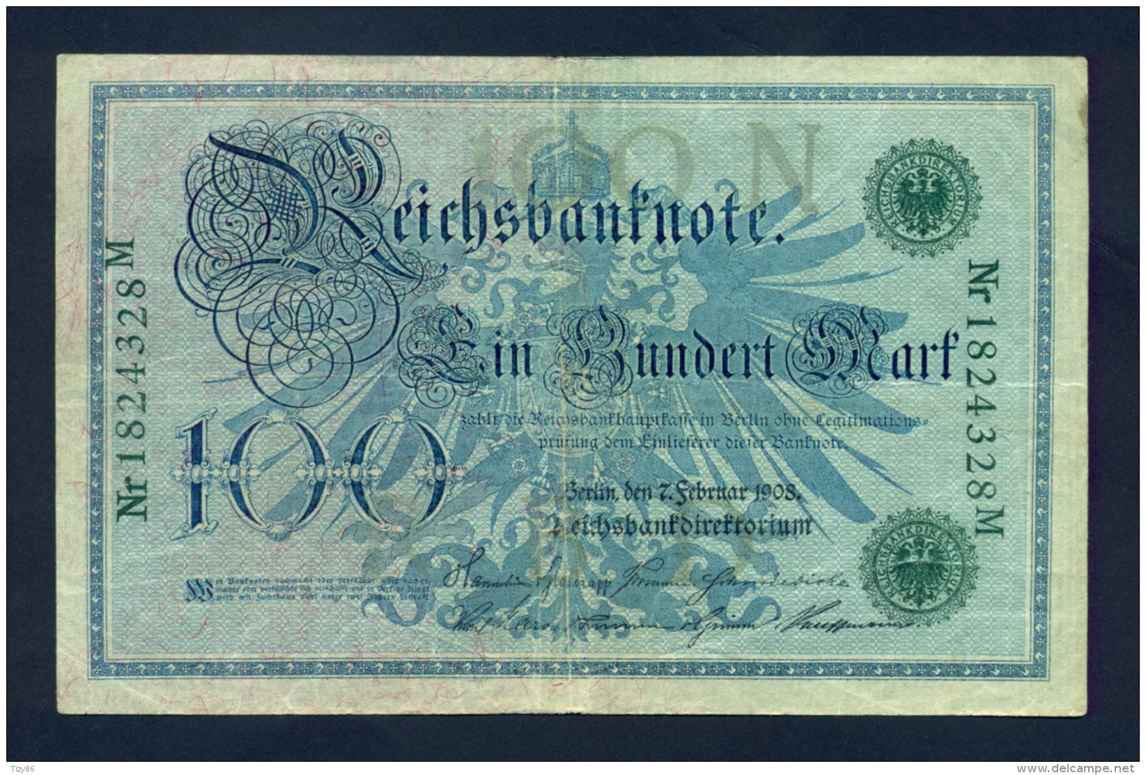 Banconota Germania 100 Mark 7/2/1908 SPL - Te Identificeren