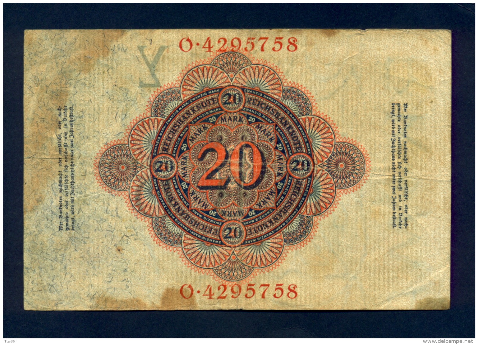 Banconota Germania 20 Mark 1914 BB - Te Identificeren