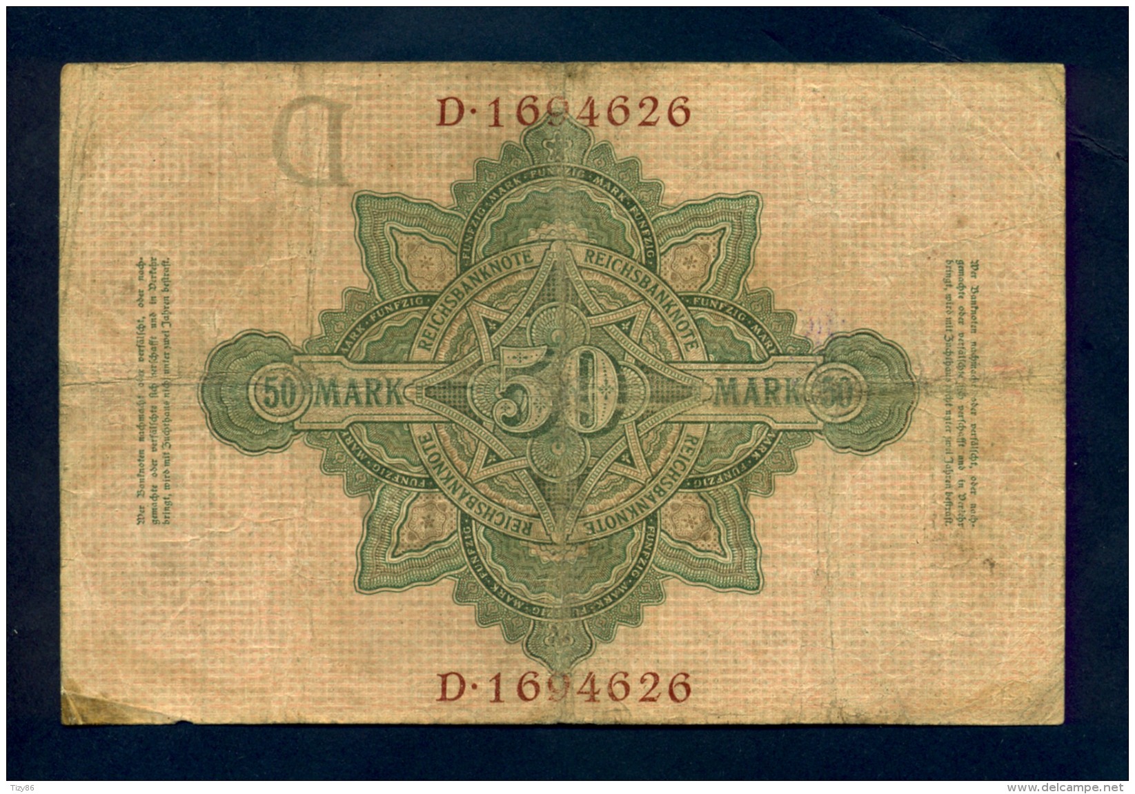 Banconota Germania 50 Mark  7/2/1908 BB - A Identificar