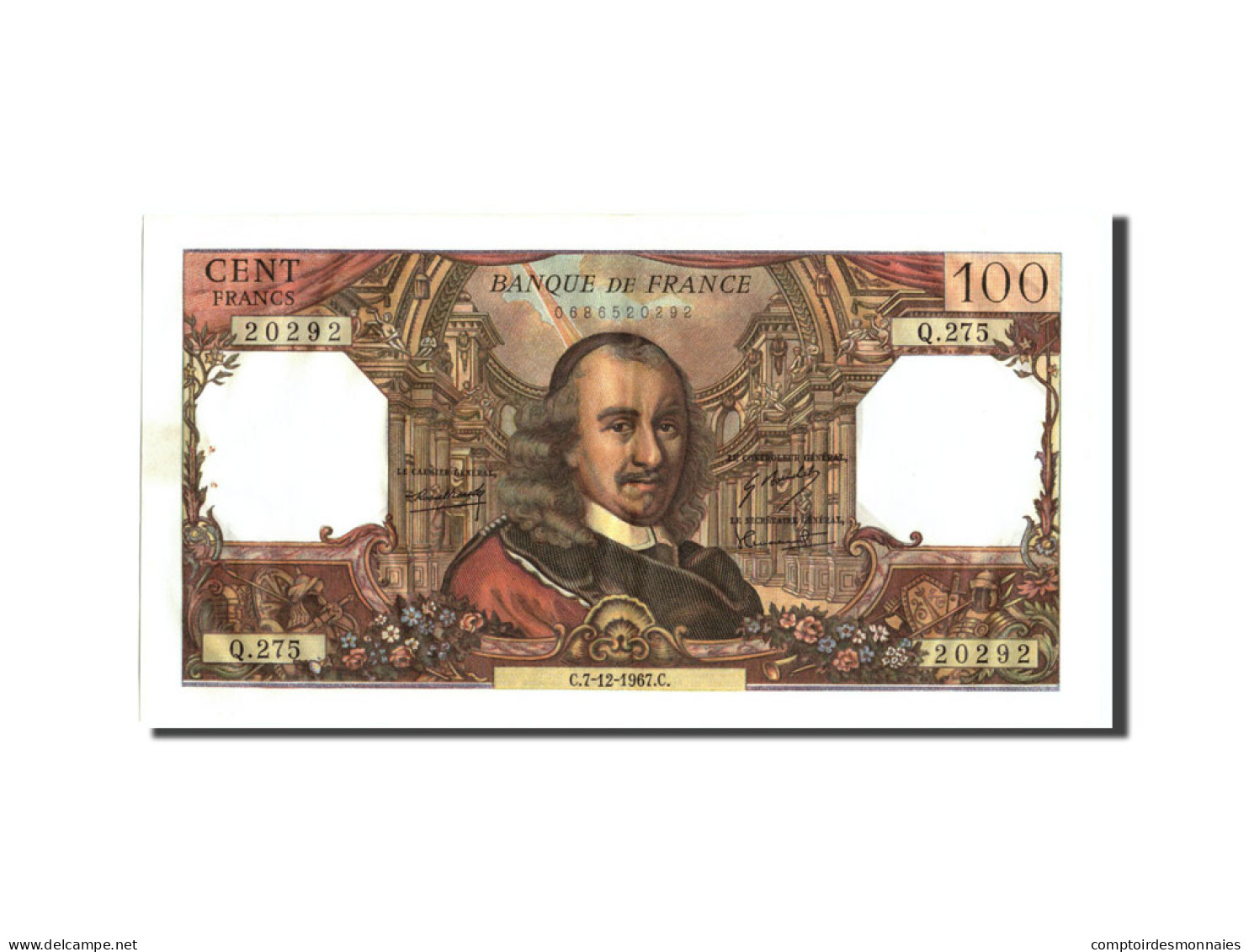 Billet, France, 100 Francs, 100 F 1964-1979 ''Corneille'', 1967, 1967-12-07 - 100 F 1964-1979 ''Corneille''