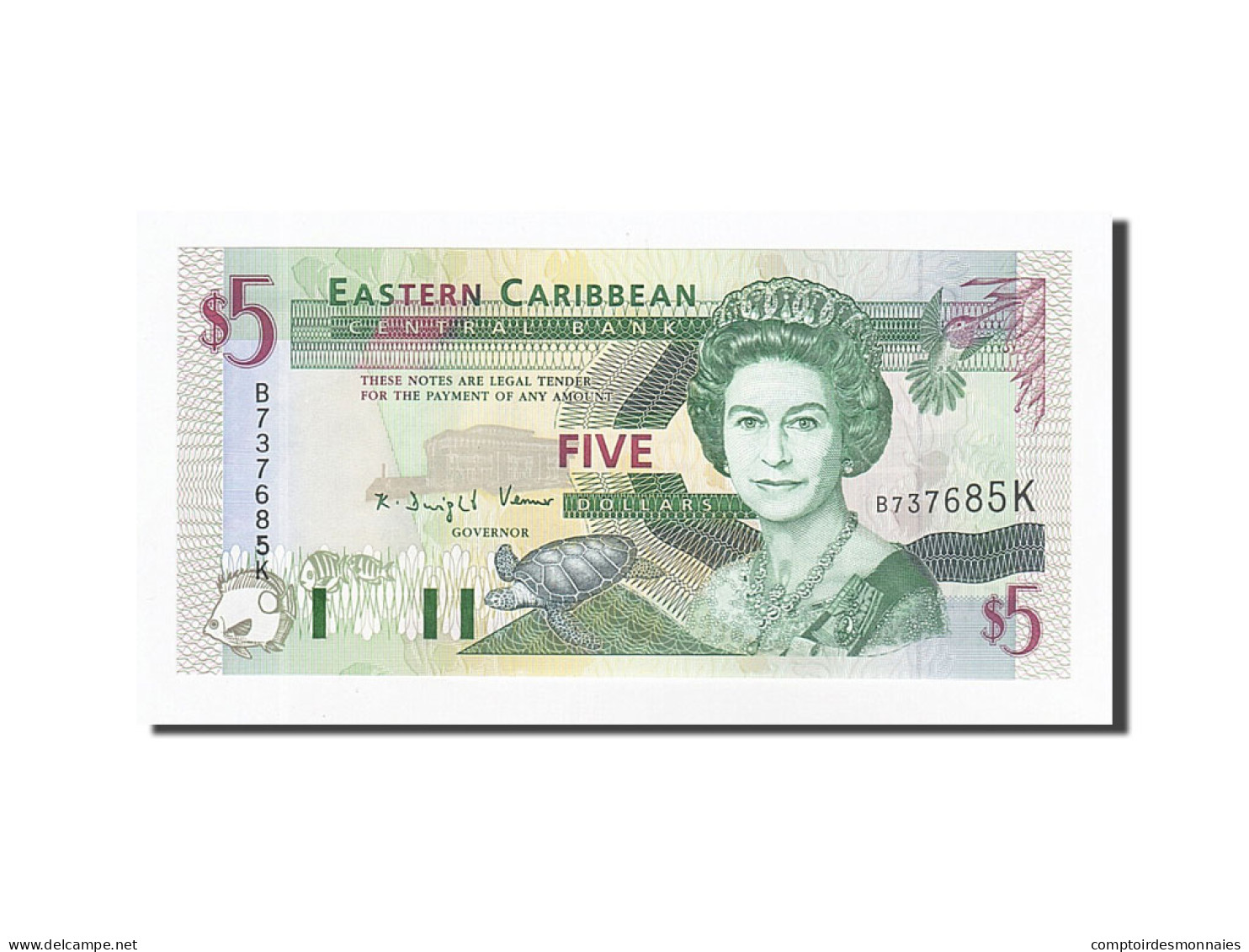 Billet, Etats Des Caraibes Orientales, 5 Dollars, Undated (1988-93), KM:22a2 - Caraïbes Orientales