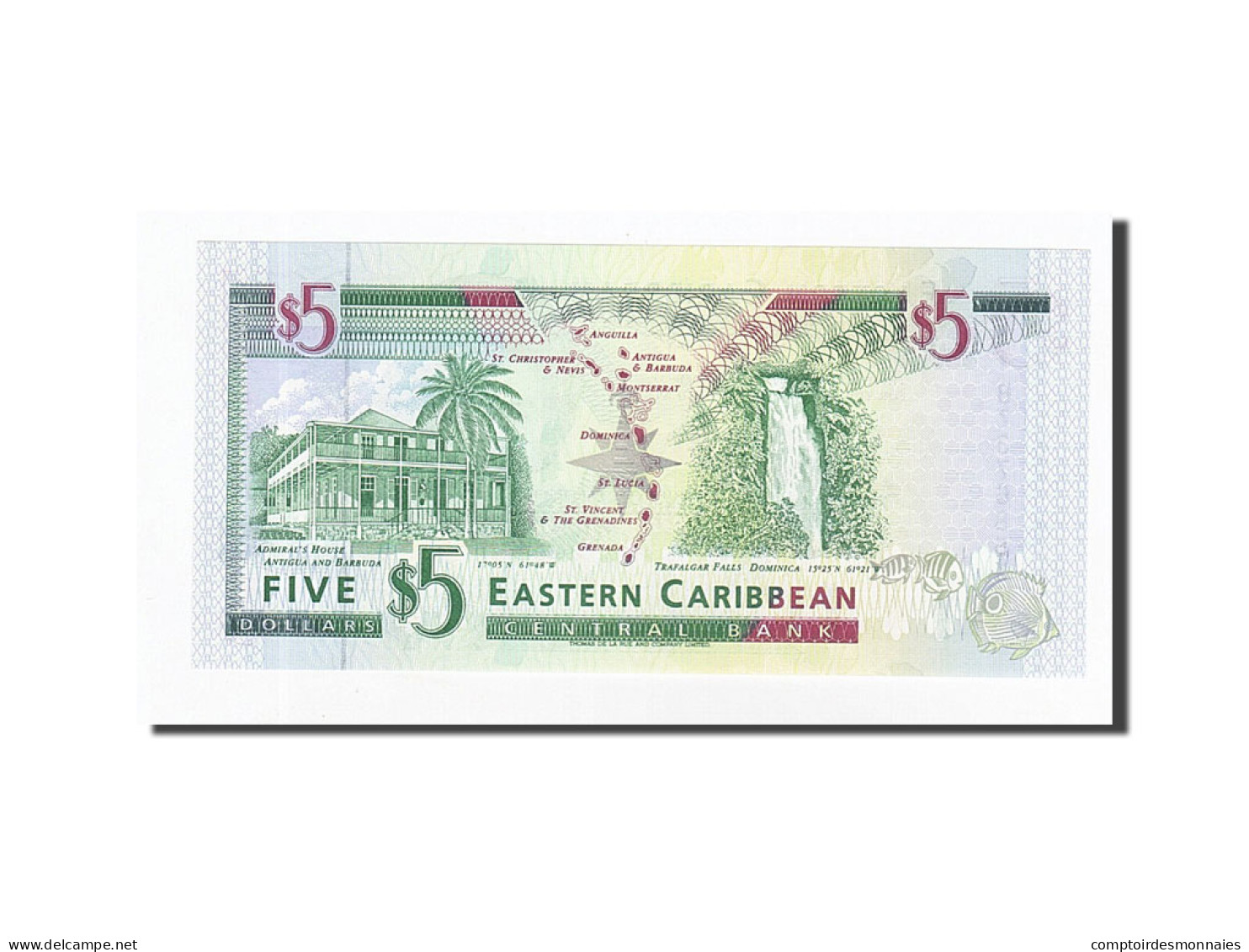 Billet, Etats Des Caraibes Orientales, 5 Dollars, Undated (1988-93), KM:22a2 - Ostkaribik