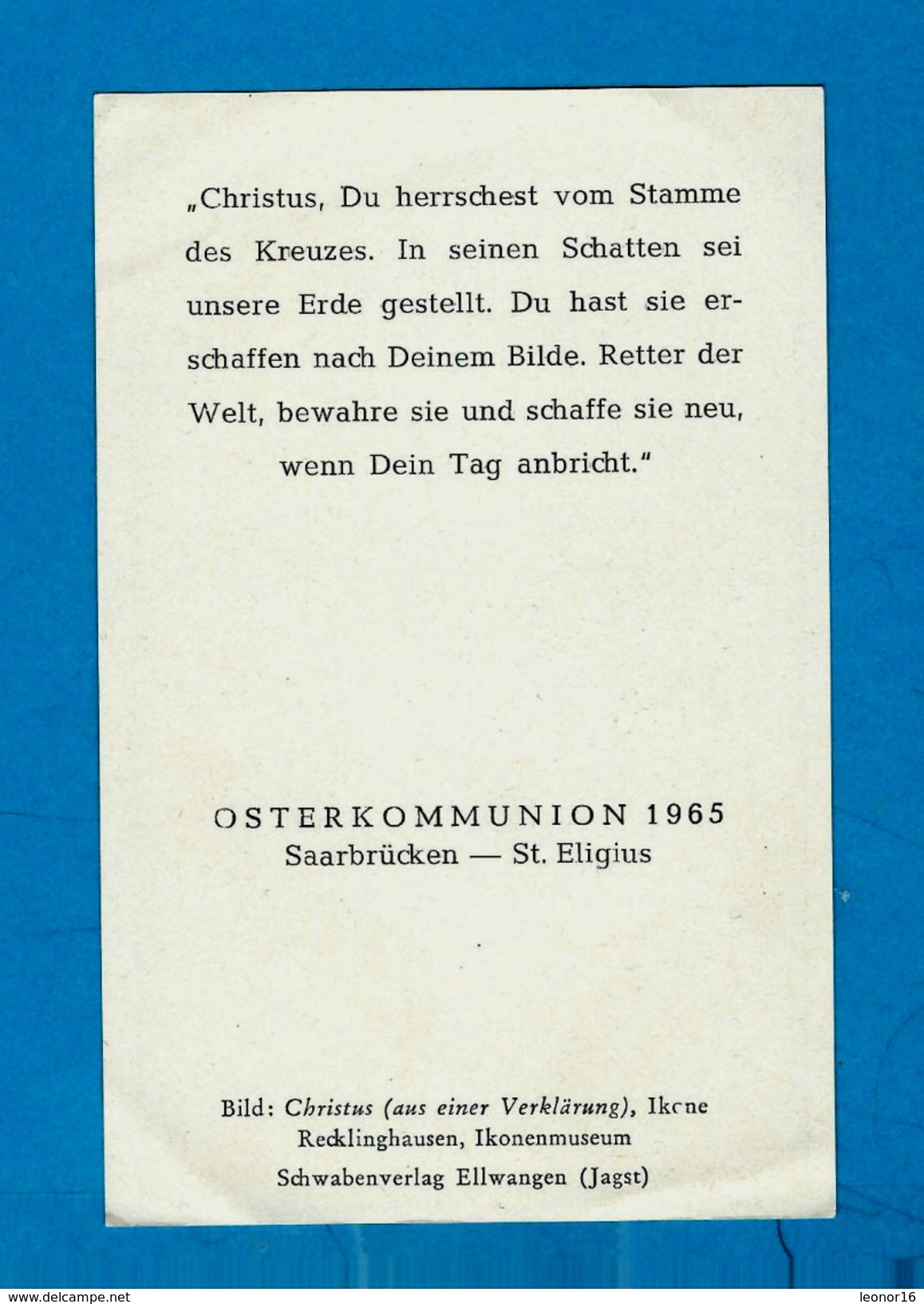 SAARBRÜCKEN  -   BILD IKONE (RECKLINGHAUSEN) ** OSTERKOMMUNION 1965 ** Sankt ELIGIUS KIRCHE - Religione & Esoterismo