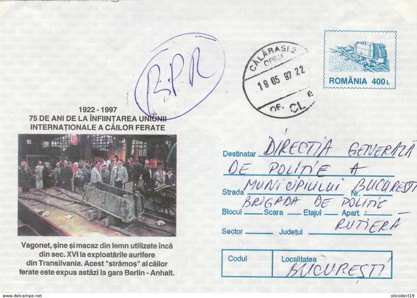 A171  VAGON  ,TRAIN 1997 COVERS POSTAL STATIONERY ROMANIA. - Eisenbahnen