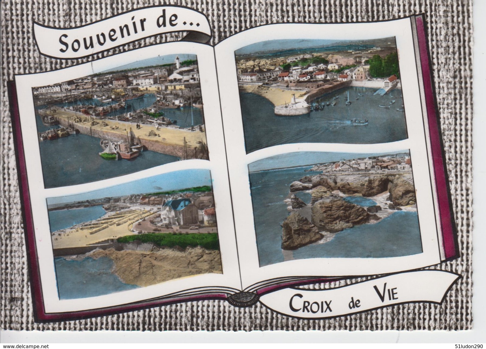 CPSM Croix-de-Vie - Souvenir De Croix-de-vie - Le Port De Pêche, Un Coin De Port, La Plage, Rochers Sur La Côte - Autres & Non Classés