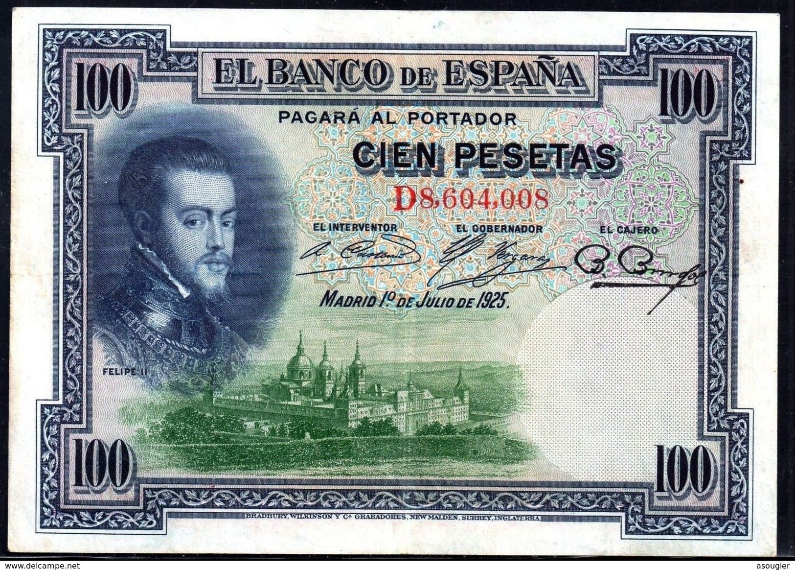 SPAIN 100 PESETAS 1925 P-69c VF - 100 Peseten