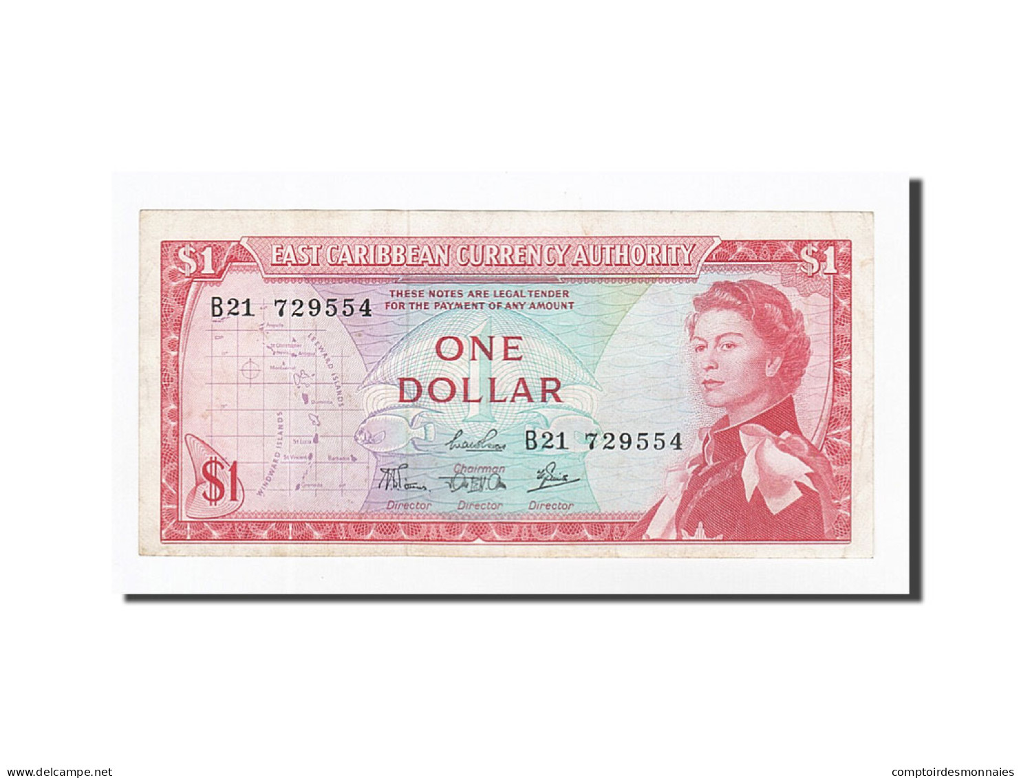Billet, Etats Des Caraibes Orientales, 1 Dollar, 1965, KM:13c, TTB - East Carribeans