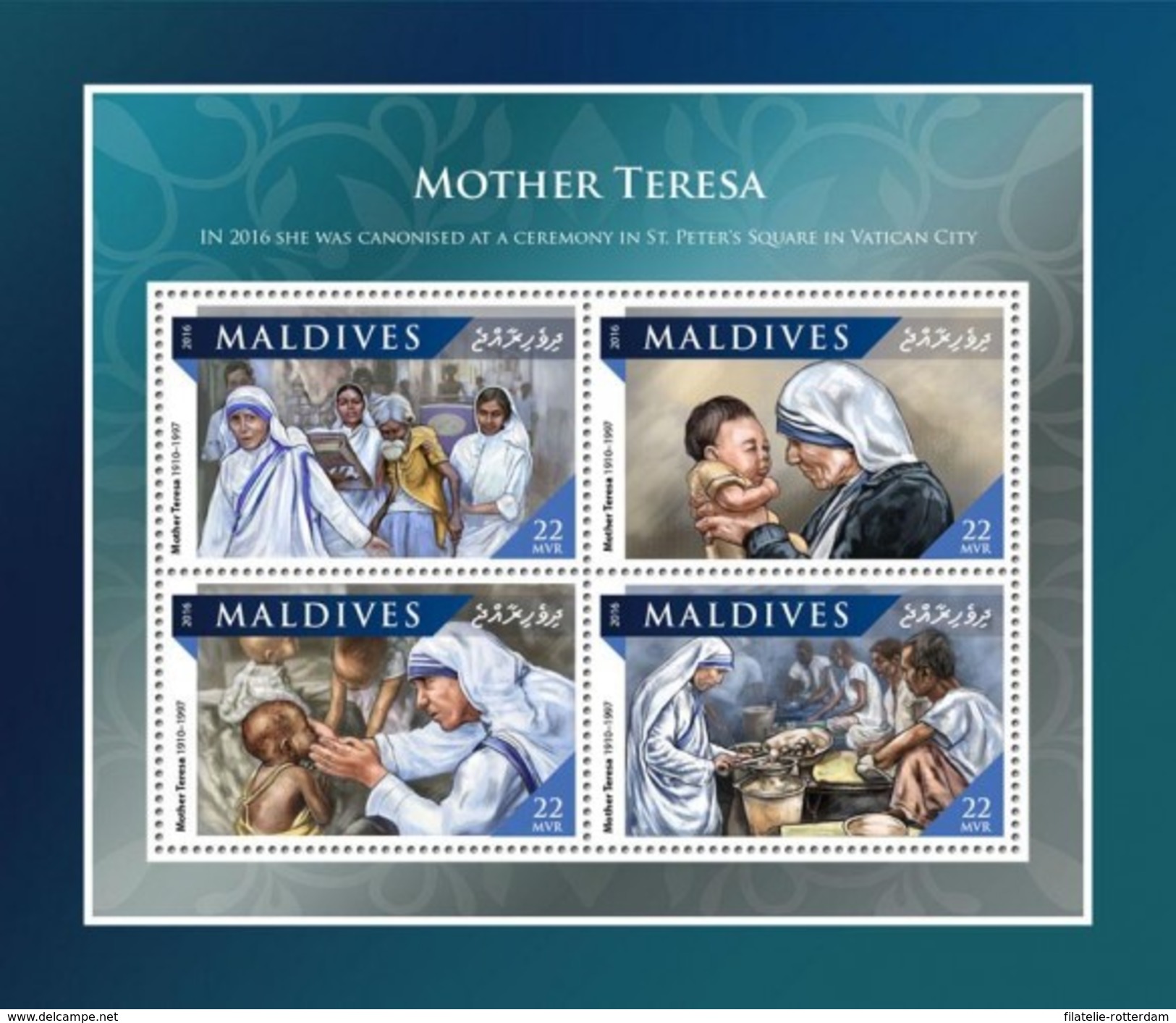 Maldiven / Maldives - Postfris / MNH - Sheet Moeder Teresa 2016 - Maldiven (1965-...)