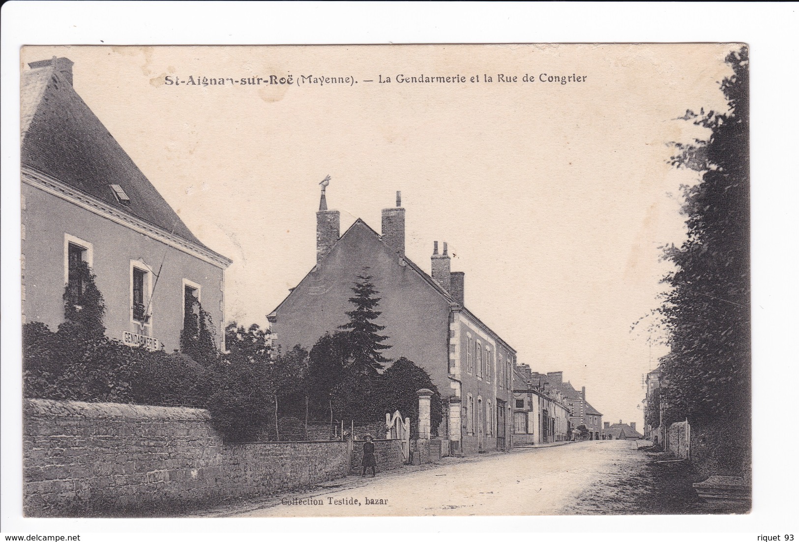 St-AIGNAN Sur ROE - La Gendarmerie Et La Rue De Congrier - Saint Aignan Sur Roe