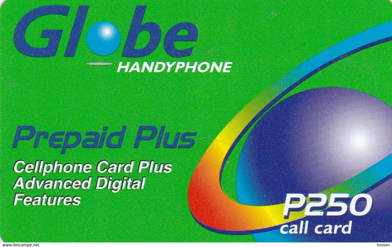 Philippines, 250 &#x20B1; - Philippine Piso, Prepaid Plus (Green), 2 Scans. - Philippines