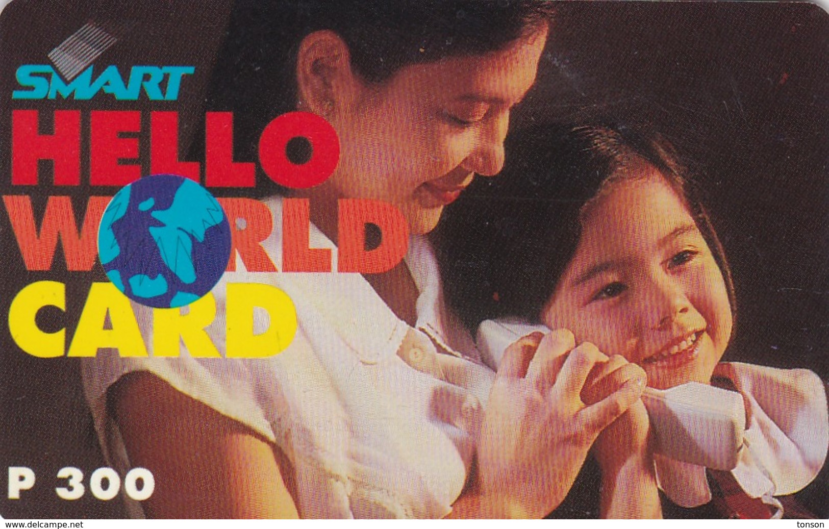 Philippines, Smart, P 300, Hello World Card, Woman And Child, 2 Scans. - Philippines