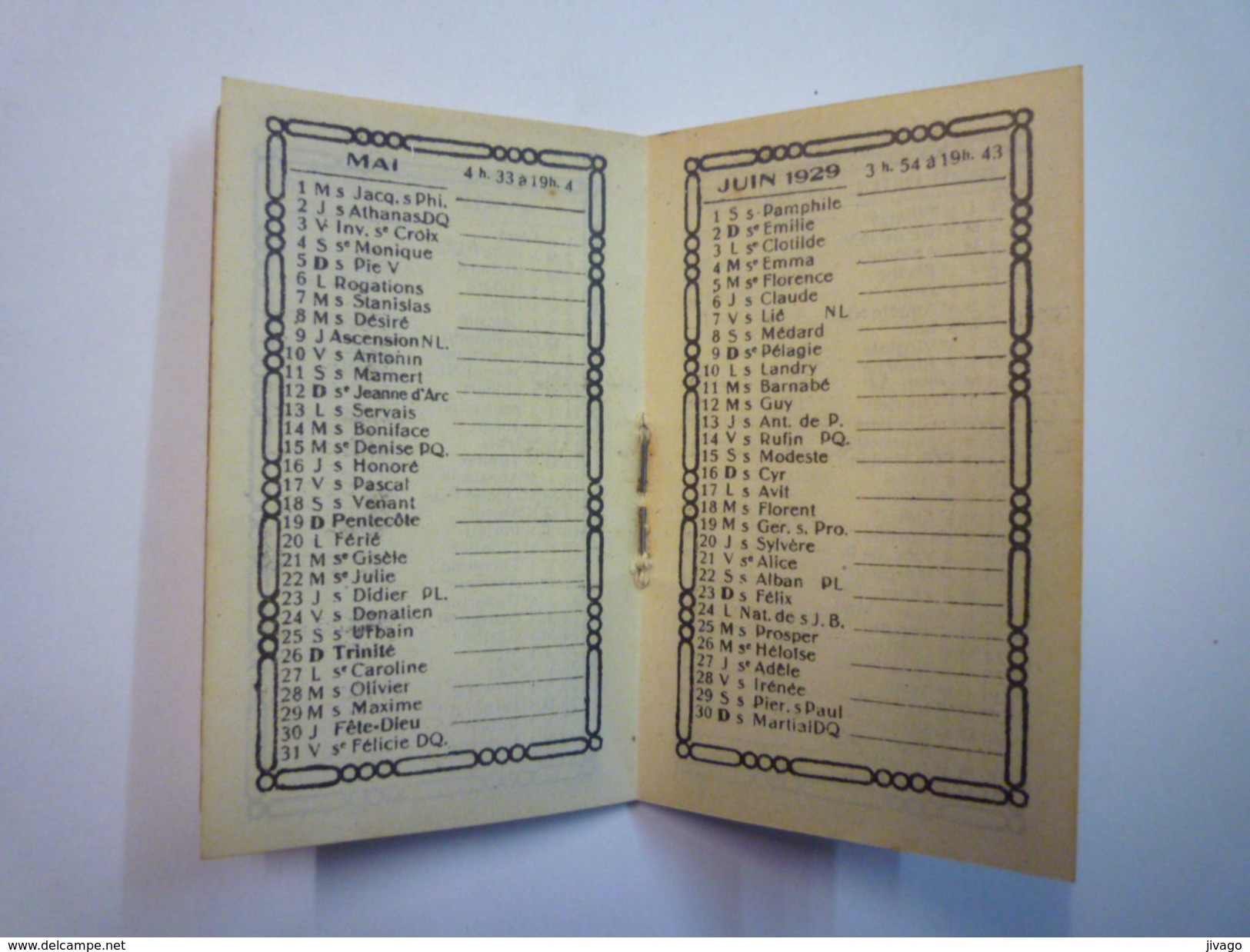 MINI CALENDRIER  1929  (format 4,7 X 7,6 Cm)   - Petit Format : 1921-40