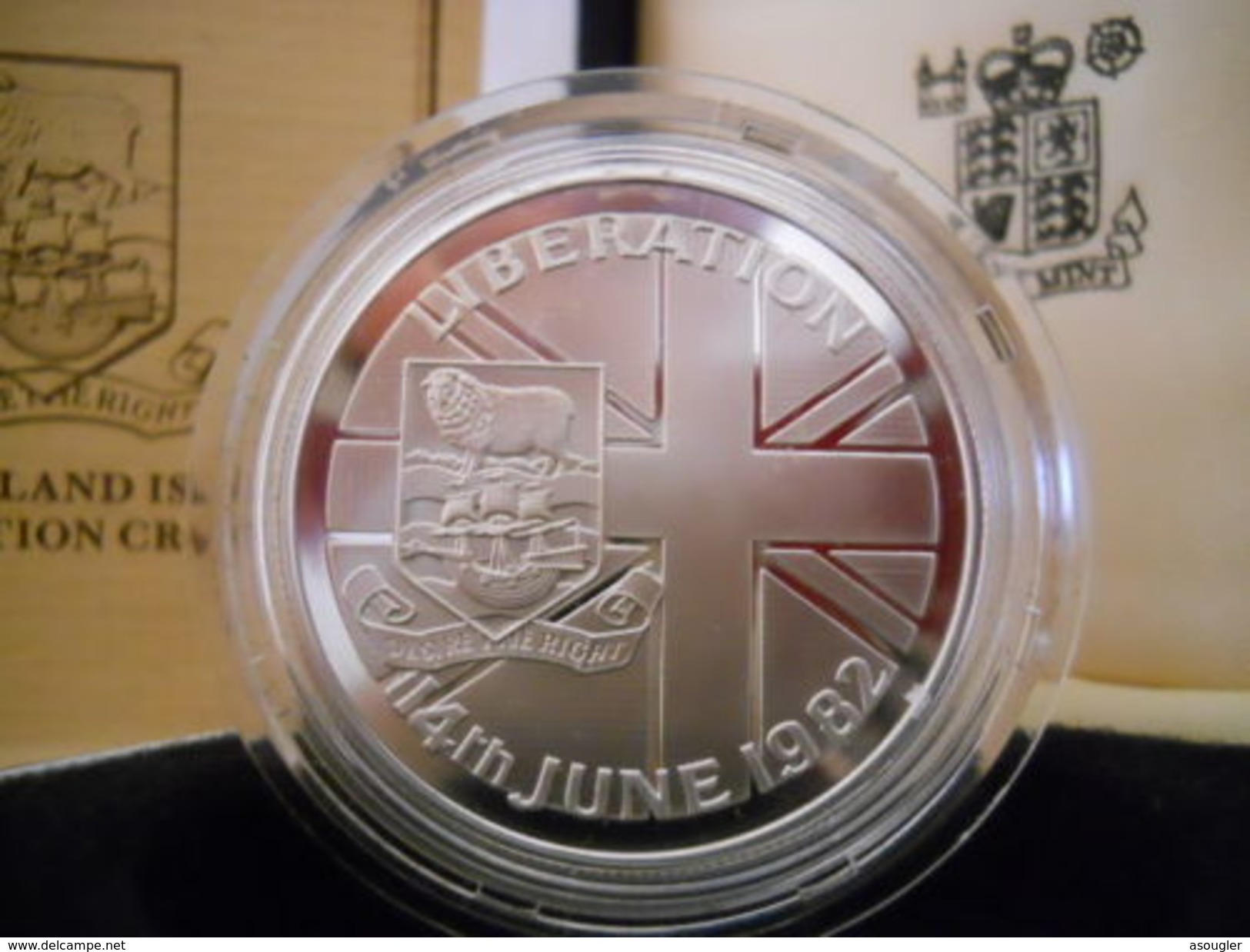 FALKLAND ISLANDS 50 PENCE ND 1982 SILVER PROOF 14th JUNE 1982 LIBERATION - Falkland