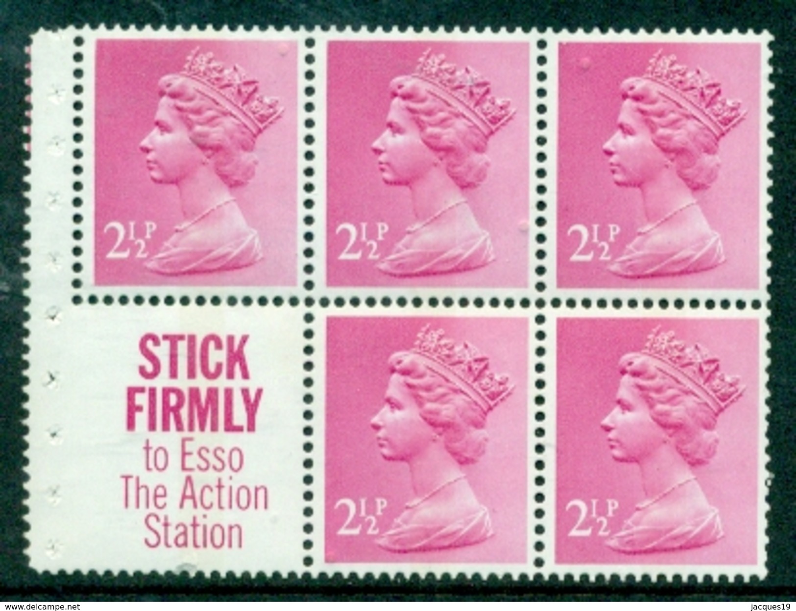 Great Britain Booklet Pane Machin 5 X 2 1/2 P Plus Label X851l MNH Perfs See Scan - Machins