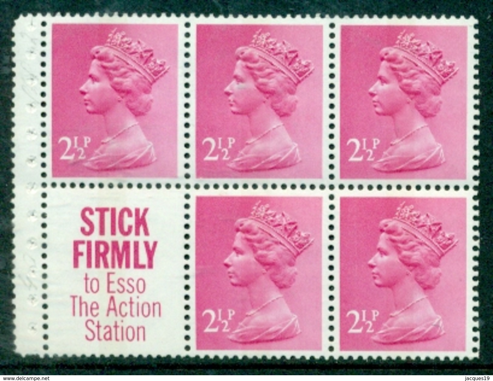 Great Britain Booklet Pane Machin 5 X 2 1/2 P Plus Label X851l MNH Perfs See Scan - Machins