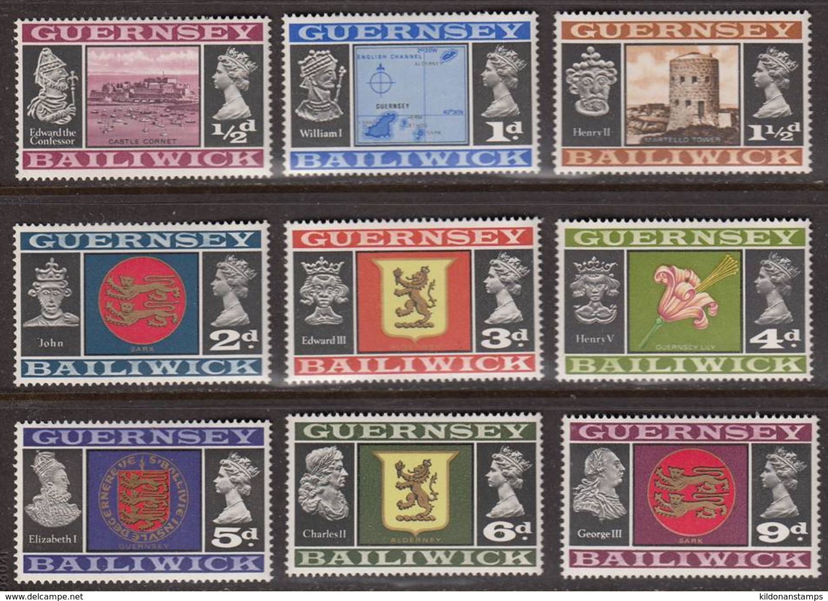 Guernsey 1969-70 Full Set, Mint No Hinge Sc# 8-23 - Guernesey