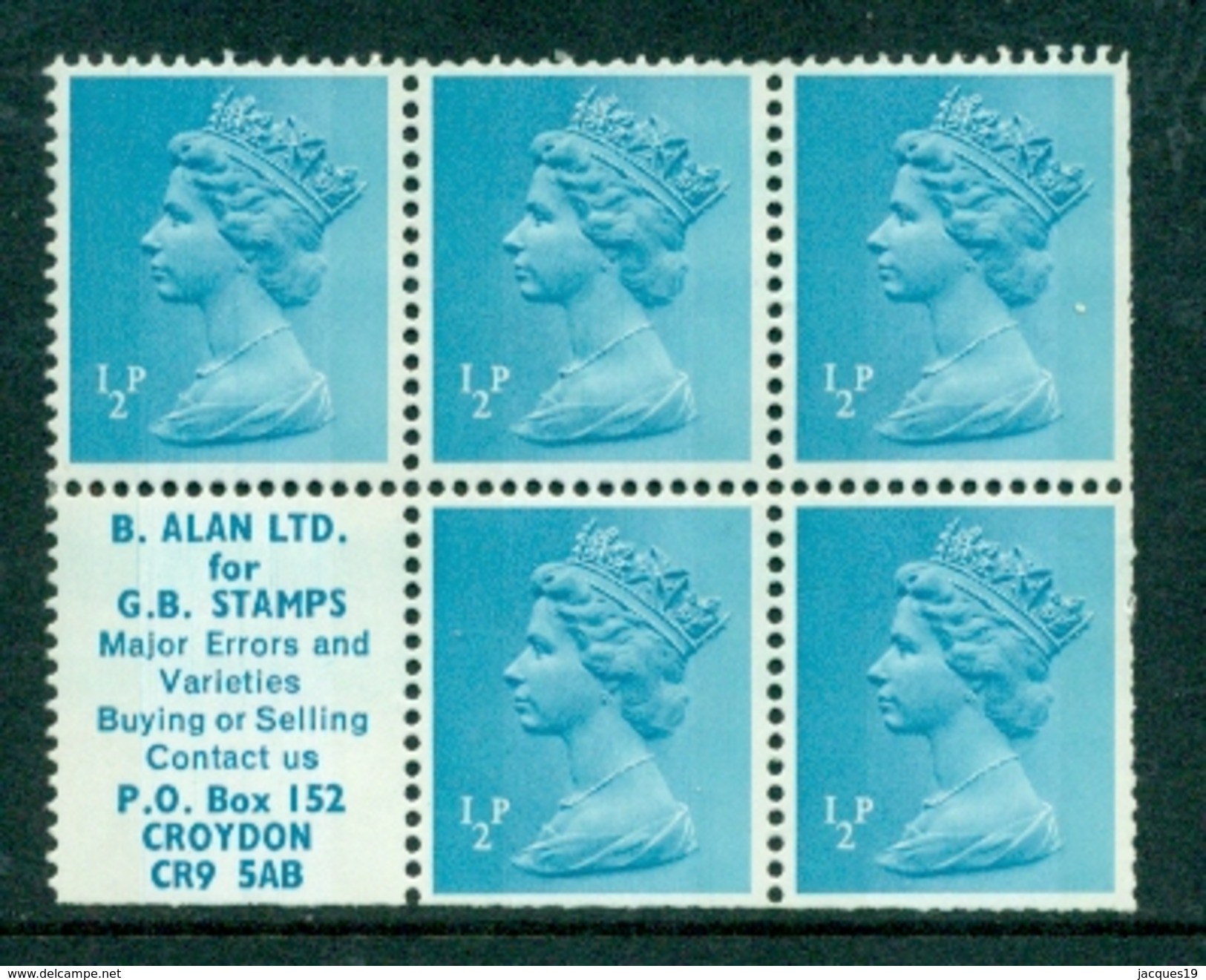 Great Britain Booklet Pane Machin 5 X 1/2 P Plus Label X841m MNH Perfs See Scan - Machins