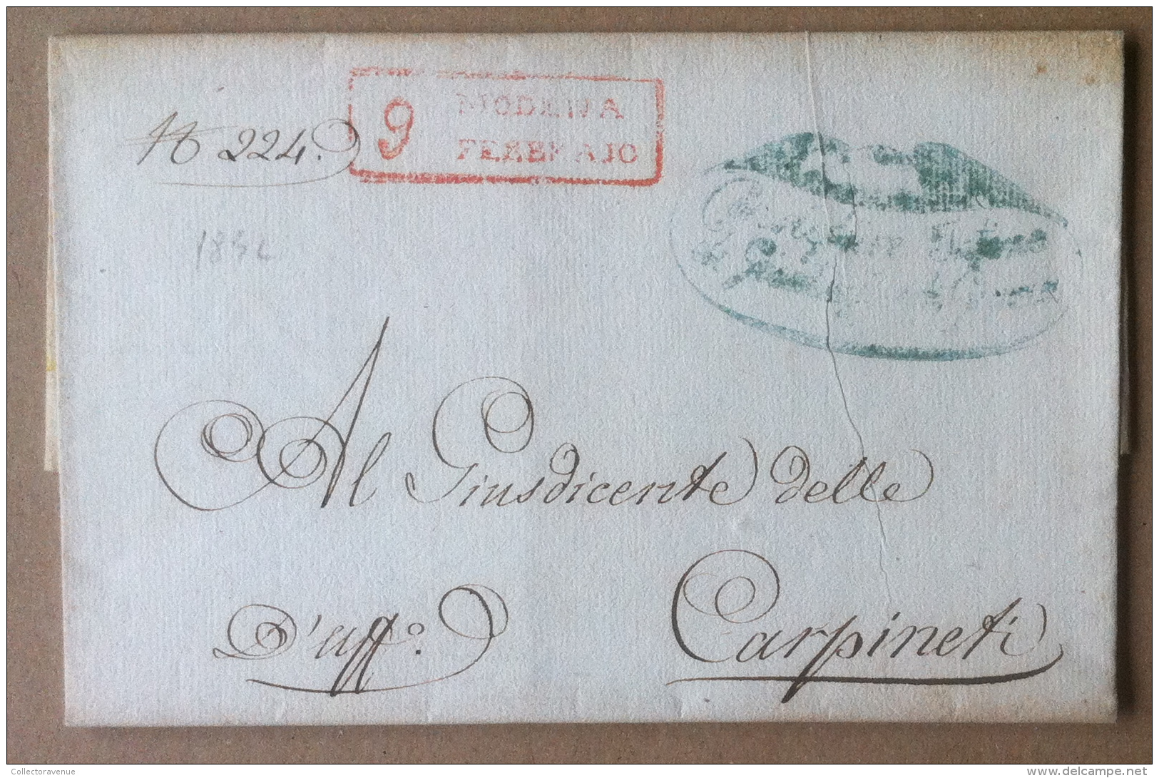 Prefilatelia - 1832 - Lettera Da Modena A Carpineti - Annullo Lineare Rosso - 1. ...-1850 Prefilatelia