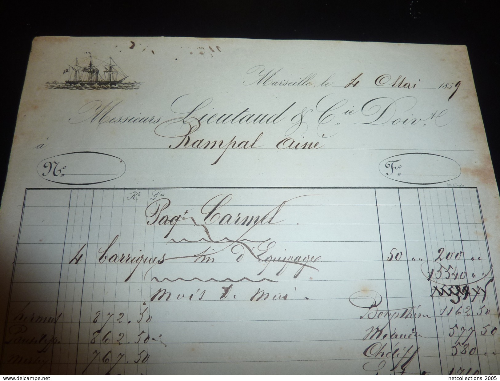 LOT DE 31 DOCUMENTS (relevés) De 1859-1860-1861 De Transports De Barriques (vins Ou Alcool) Beaucoup De Différent Bateau - Other & Unclassified