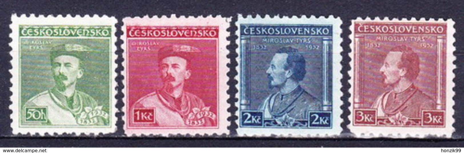 Tchécoslovaquie 1932 Mi 314-7 (Yv 277-80), (MH)* - Unused Stamps