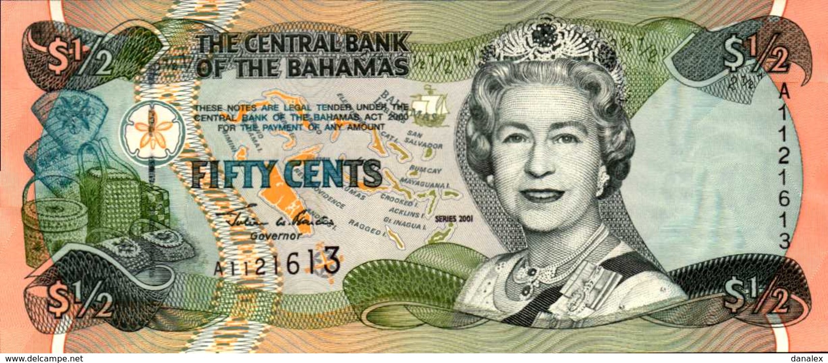 BAHAMAS 1/2  DOLLAR  De 2001  Pick 68  UNC/NEUF - Bahamas