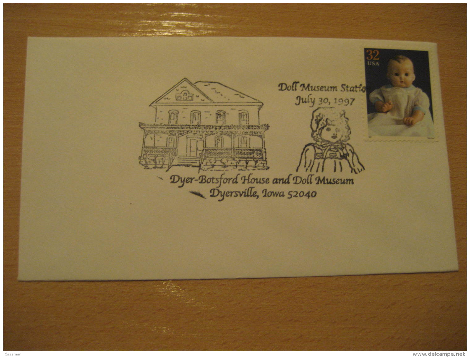 DYER-BOTSFORD HOUSE MUSEUM DOLL DOLLS Poupee Poupees Mu&ntilde;eca Mu&ntilde;ecas Toy Toys DYERSVILLE 1997 Cancel Cover - Muñecas