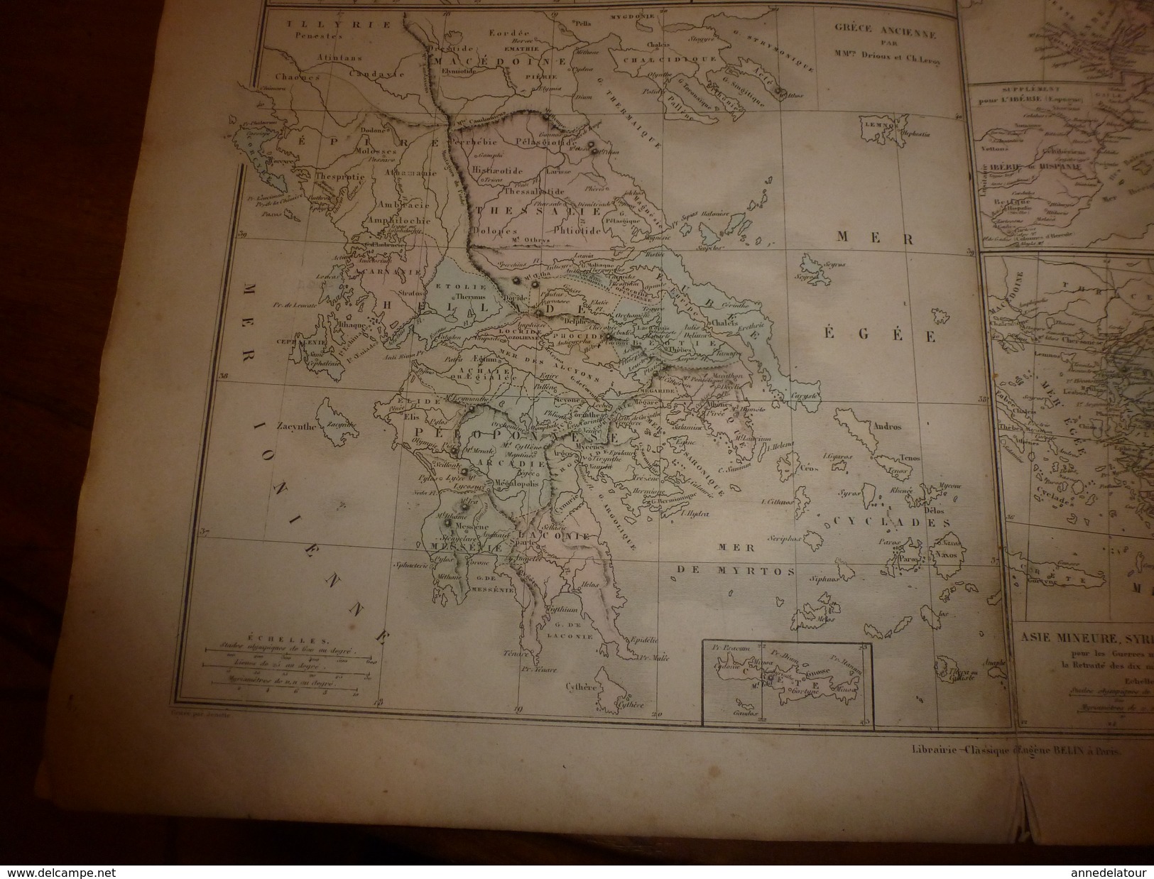 1861 Carte Géographique:Grèce, Asie Mineure,Syrie,Phenicie (Guerres Médiques,etc) Par Drioux- Leroy, Grav.Jenotte - Cartes Géographiques