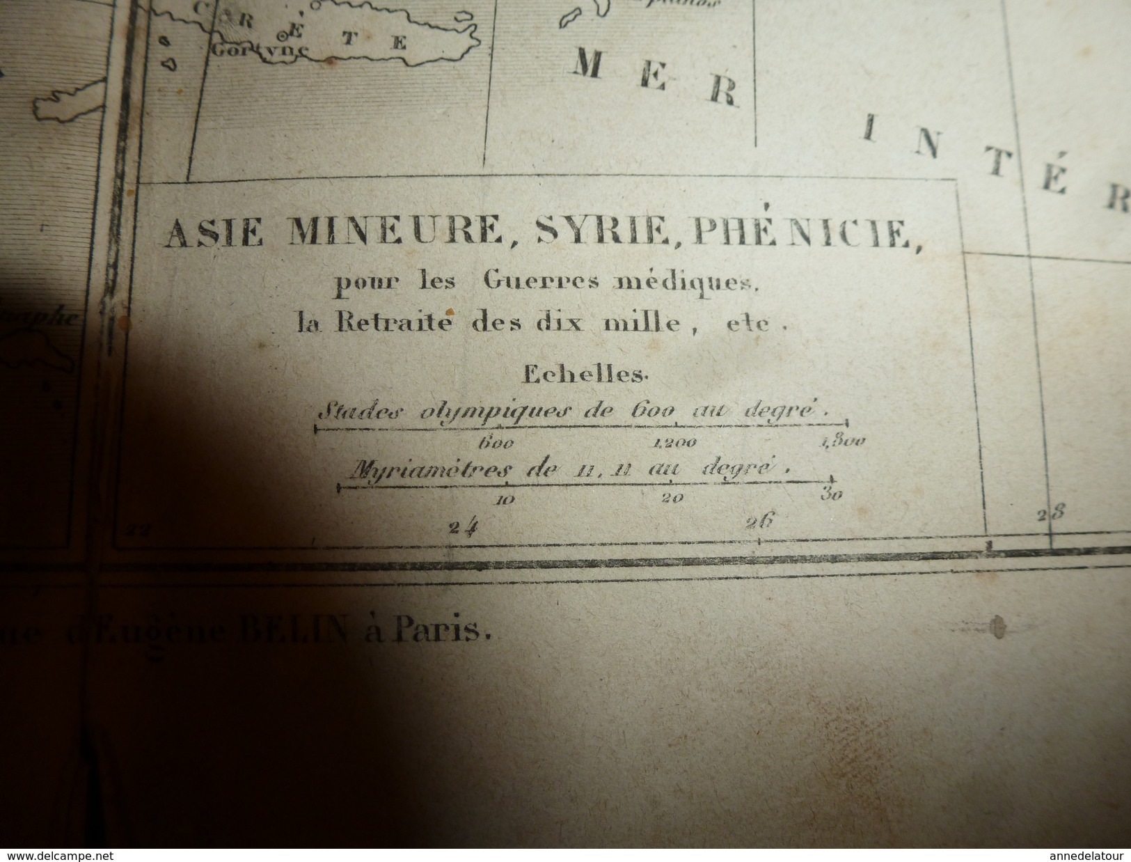 1861 Carte Géographique:Grèce, Asie Mineure,Syrie,Phenicie (Guerres médiques,etc) par Drioux- Leroy, grav.Jenotte