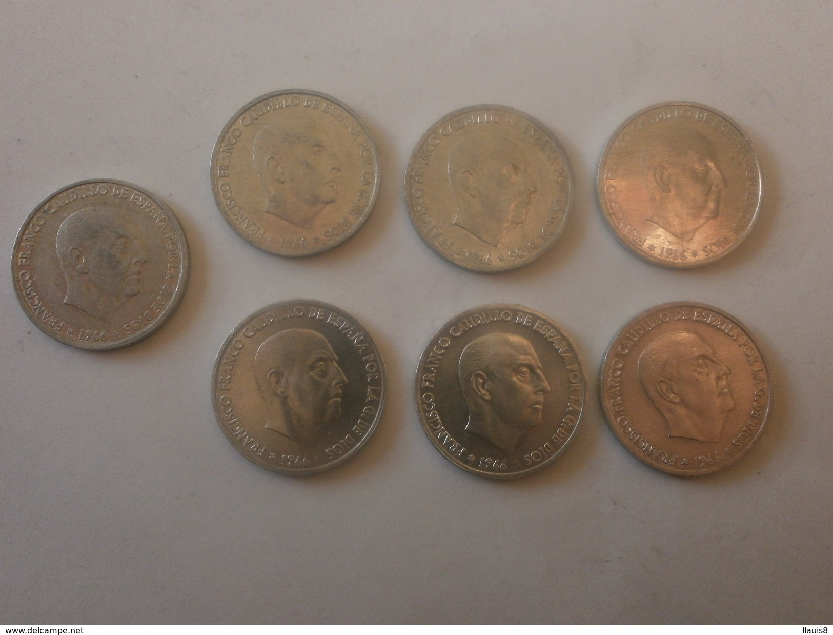 ESPAÑA . LOTE DE 7 MONEDAS 50 CENTIMOS 1966 - 50 Centiem