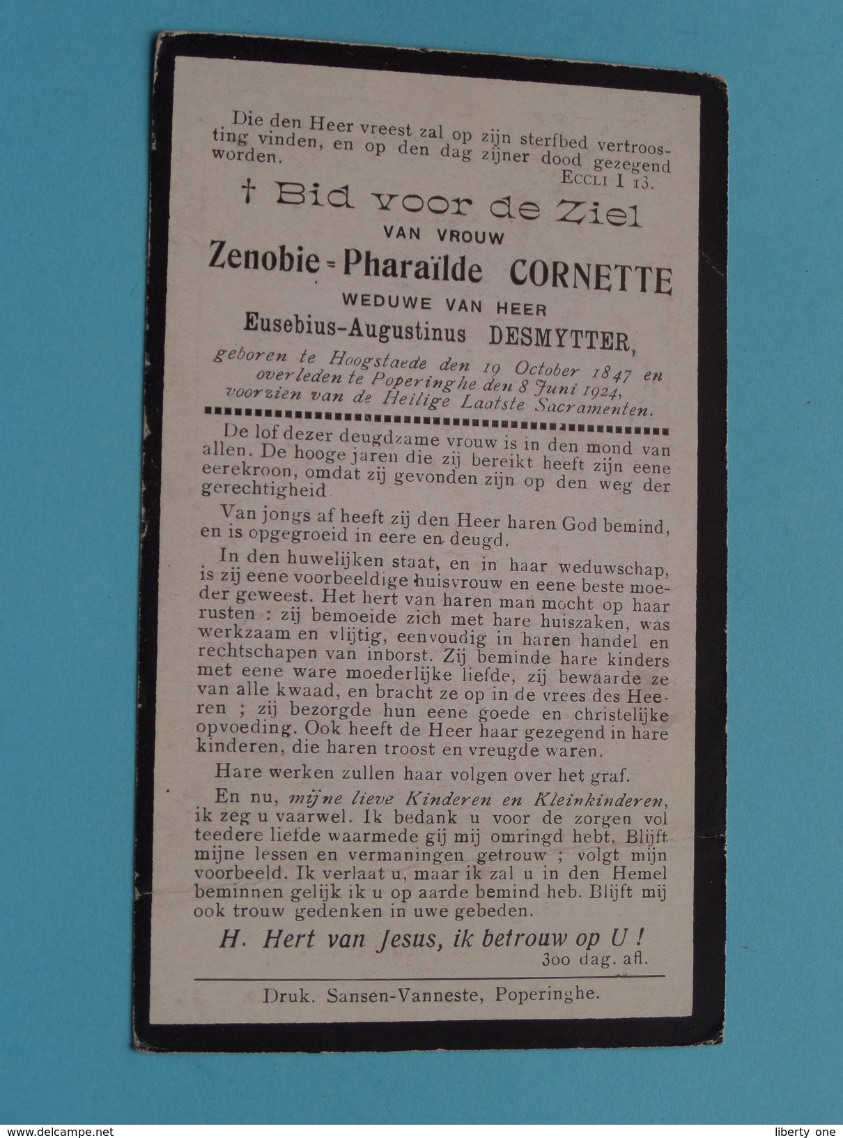 DP Zenobie-Pharaïlde CORNETTE ( Eusebius DESMYTTER ) Hoogstaede 19 Oct 1847 - Poperinghe 8 Juni 1924 ( Zie Foto´s ) ! - Religion & Esotérisme