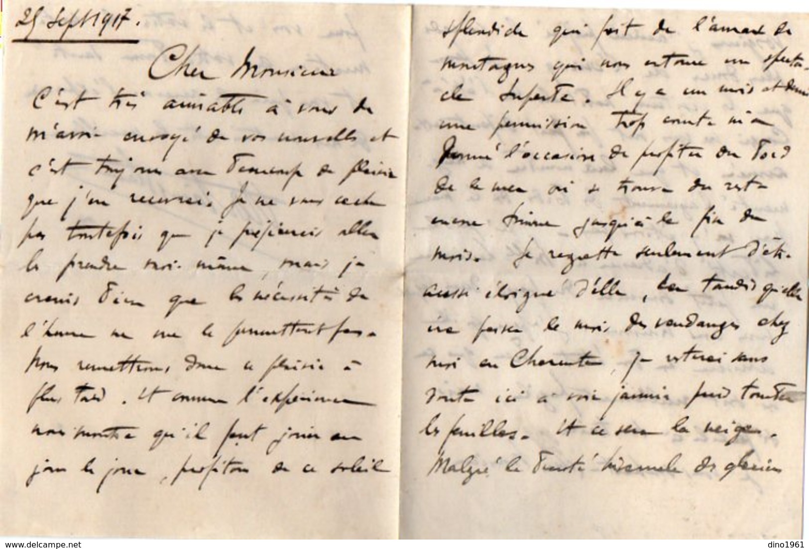 VP7993 - MILITARIA - Guerre 14 /18 - Lettre De Mr ? Dans Les Vosges  Pour CONGIS - Récit - Documents