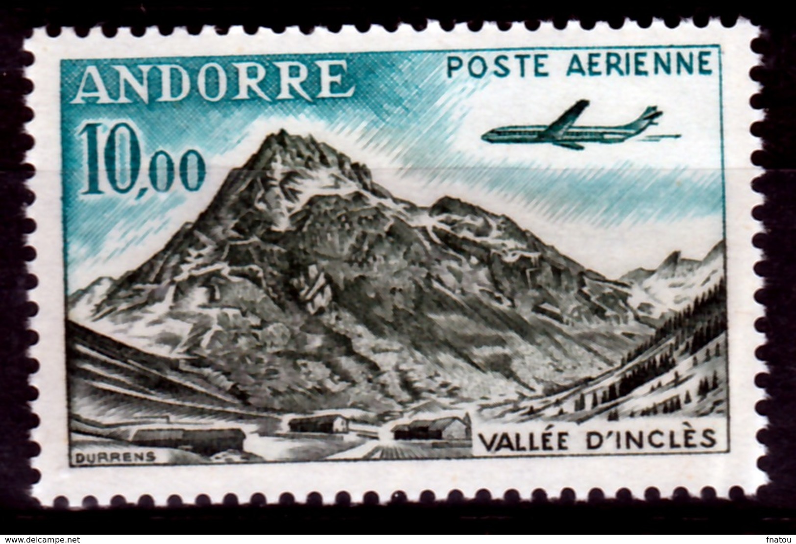 Andorra (French Adm.), AIRMAIL, Incles Valley, 10f., 1961, MNH VF - Luchtpost