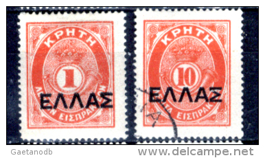 Creta-032 - 1910 - Y&T: N.19, 21, (+/o) - - Creta