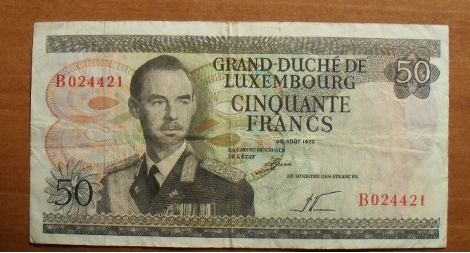 1972 - Luxembourg - 50 CINQUANTE FRANCS, 25 AOUT 1972, B 024421 - Luxemburg