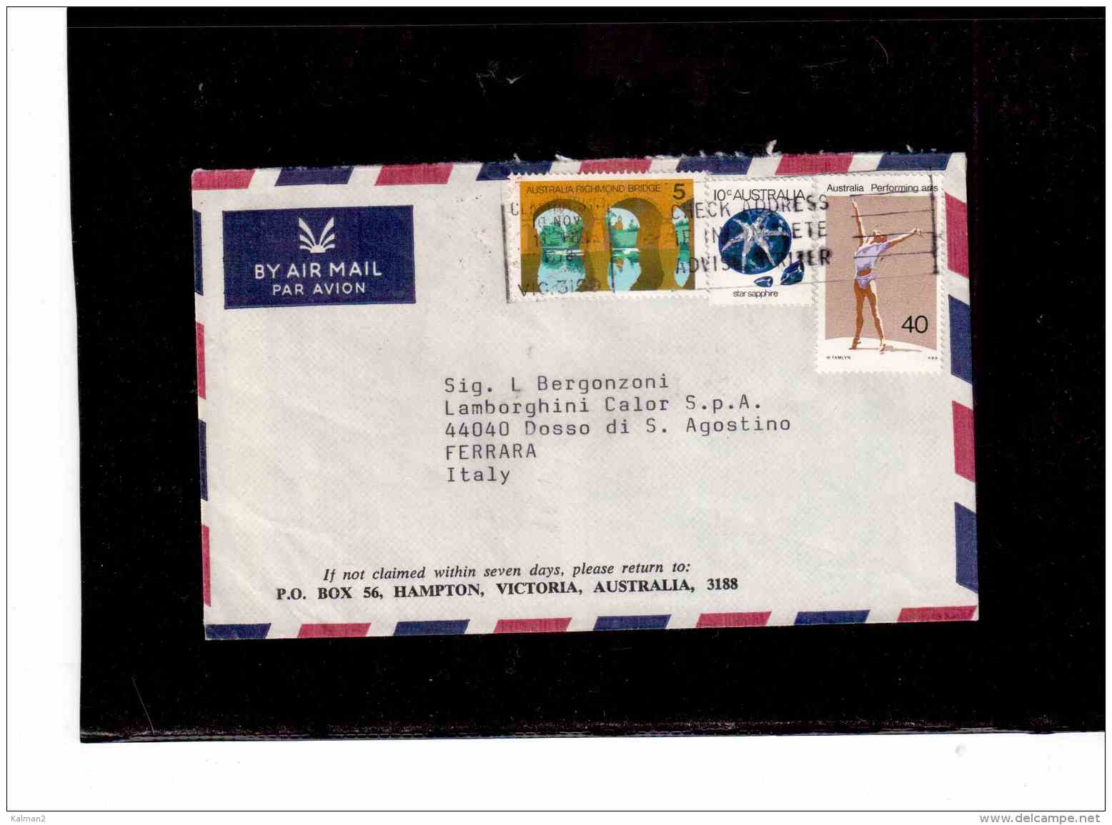 TEM8965   -   AUSTRALIA POSTAL HISTORY   /     AIR MAIL LETTER TO ITALY - Storia Postale