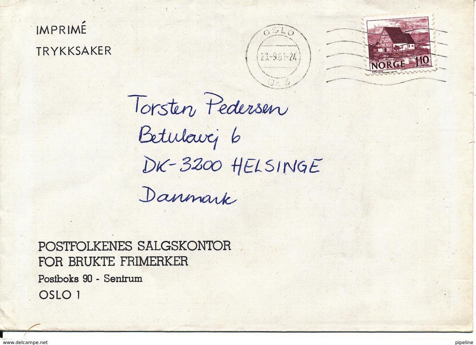 Norway Cover Sent To Denmark Oslo 23-9-1981 Single Stamped - Lettres & Documents