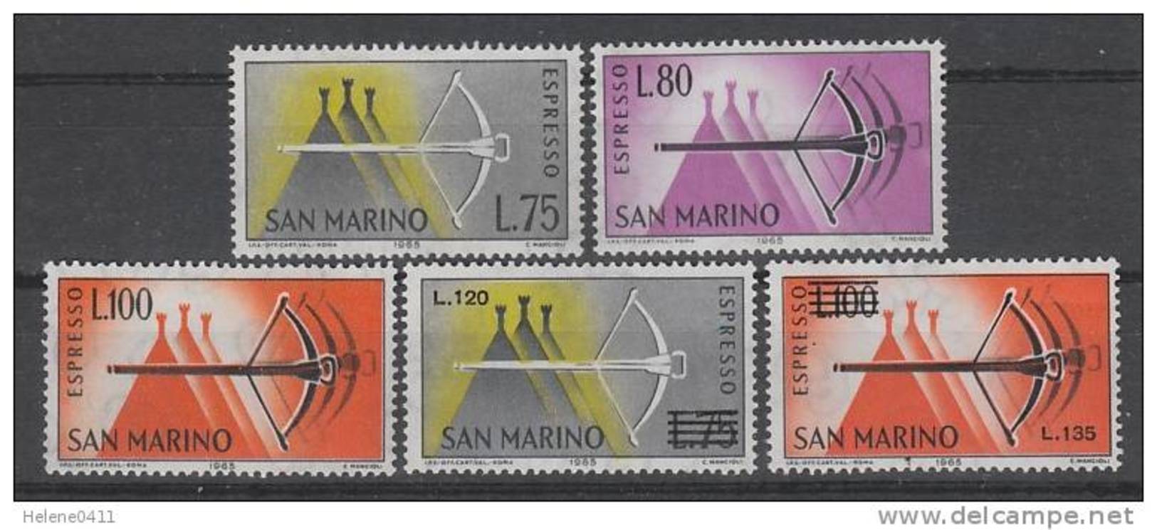 SERIE NEUVE DE SAINT-MARIN - TIMBRES POUR LETTRES PAR EXPRESS N° Y&T 25 A 29 - Timbres Express