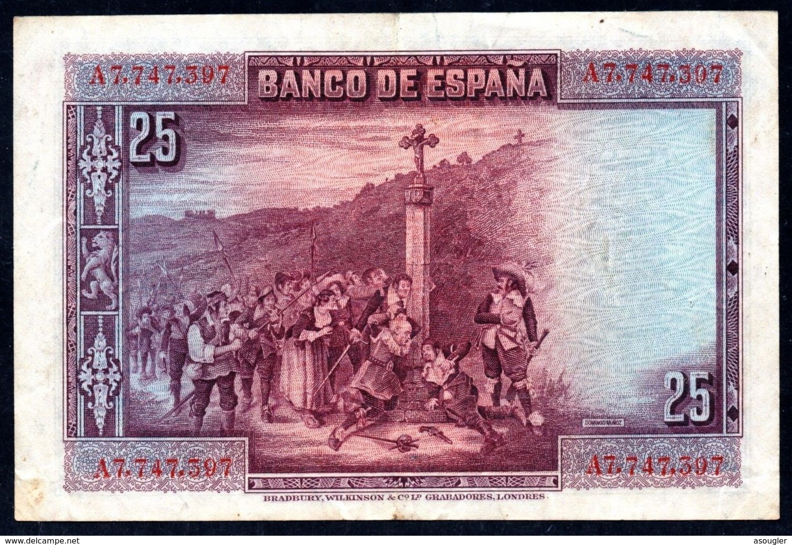 SPAIN 25 PESETAS 1928 P-74a F-VF "free Shipping Via Regular Air Mail. (buyer Risk)" - 1-2-5-25 Peseten